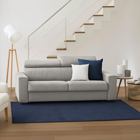Talamo Italia Sofá fijo Micaela, Gran Sofá de 2 plazas, 100% Made in Italy, Sofá Sala de estar, en tela acolchada, con reposacabezas ajustables y reposabrazos delgados, Cm 200x95h85, Gris, con embalaj (1/4)