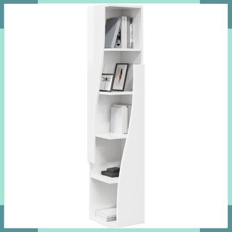 Meuble d'angle - 889869 - Blanc brillant - Bois d'ingénierie - 5 étagères (27,5 x 27 x 140 cm) (1/5)