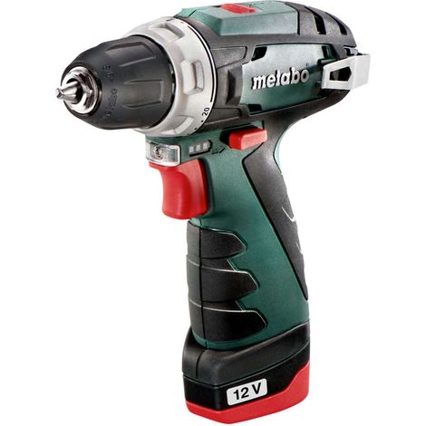 Metabo - Taladro atornillador a batería 12V, 2x batería 2,0 Ah Li-Power, cargador 600984000