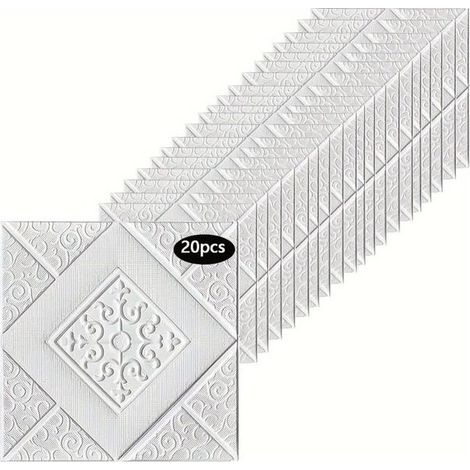Lot de 20 Panneaux Muraux 3D Autocollants En Vinyle – Imperméables, Faciles À Nettoyer Pour Cuisine, Salle De Bain Et Salon (1/5)
