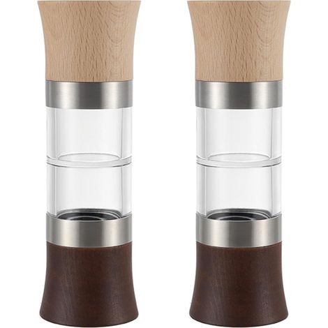2 moulins à sel et poivre, inox, mouture réglable, 2 en 1 (1/5)