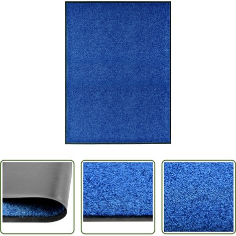vidaXL Innenfußmatte -  Fußmatte Waschbar Blau 90x120 cm (1/5)