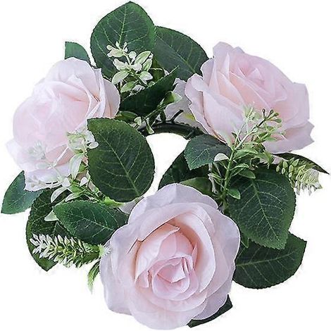 Décoration intérieure, bougeoirs, couronnes, couronne de roses artificielles, décoration de table pour fête et mariagerose clair (1/5)