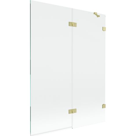 Mexen Lunar paravento da bagno a 2 ante destro 130 x 150 cm, trasparente, oro spazzolato - 897-130-100-55-00-P (1/5)