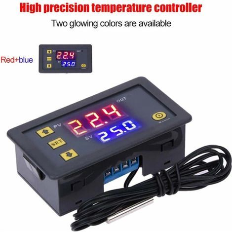 Digitalanzeige-Thermostatmodul, Mikro-Temperaturreglerplatine (rot-blau 12 V) (1/5)