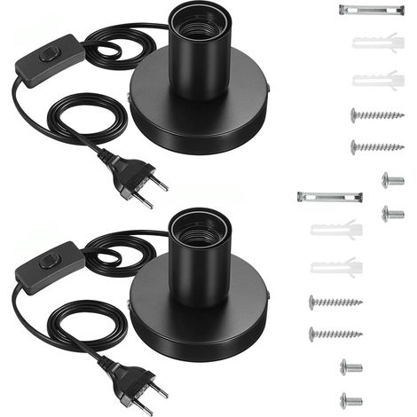 2 Pièces E27 Porte Lampe Suspension Avec Interrupteur E27 Suspension Luminaire Avec1.8 M Câble D'alimentation Douille Ampoule Douille de Lampe pour Café Bar Cuisine (1/5)
