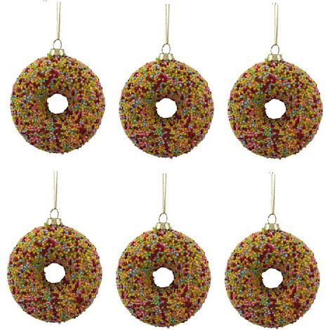 Set di 6 Ciambelle con Canditi in Vetro Soffiato D10 Addobbi Natalizi Eleganti per un albero di natale esclusivo da collezionare (1/4)