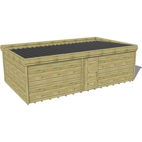ABRI DE JARDIN bois traité 27mm, 8,2x4,3m, 36m2, Plancher