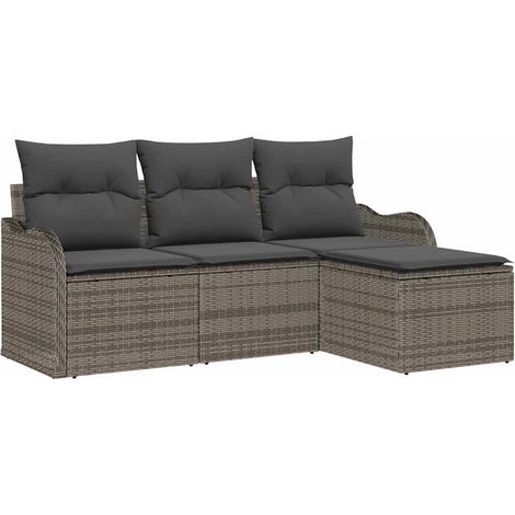 Maison Exclusive - Set Divano da Giardino 4 pcs Grigio polyrattan