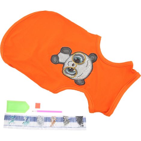 T-shirt pour animaux de compagnie, vêtement en coton avec accessoires de peinture diamant en résine à faire soi-même pour chiots (Orange L) (1/5)