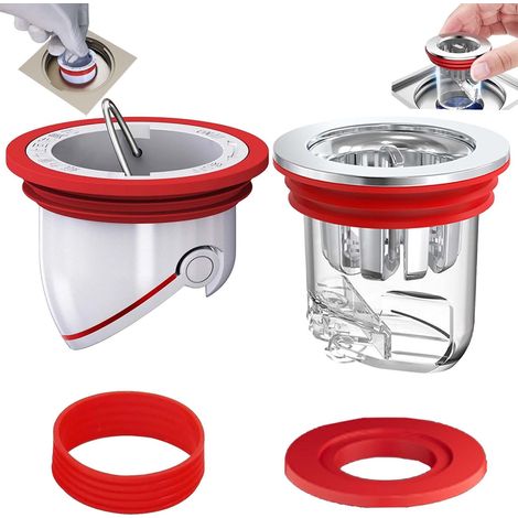 2 Pièces Clapet Anti Odeur Douche, 35-52mm Bouchon Anti Odeur Douche, 33-39mm Siphon de Sol de Salle de Bain, Siphon de Sol de Douche Anti-Odeur Drain de Sol Douche pour Cuisines (1/5)
