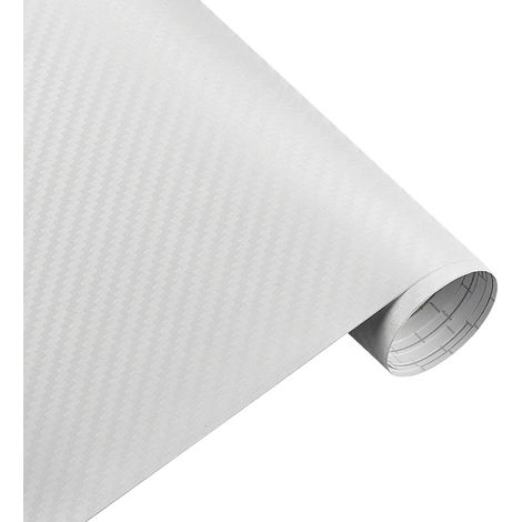 (BLANC) Film adhésif vinyle imitation fibre de carbone 3D 200 cm x 50 cm pour motos, voitures et autres véhicules - Rouleau de stickers et d'autocollants - Accessoires auto - Personnalisation automobi (1/4)