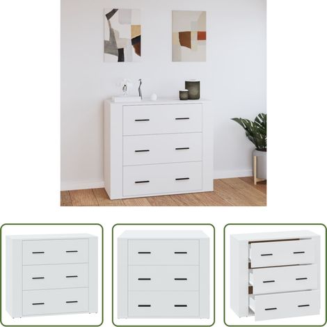 Schrank Weiß -  Sideboard Weiß 80x33x70 cm Holzwerkstoff (1/5)