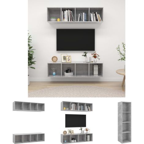 Betonfarbe - vidaXL TV-Wandschränke 2 Stk. Betongrau Holzwerkstoff - Stauraum (1/5)