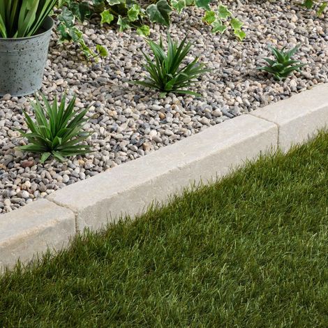 Bordure de jardin en pierre naturelle – Dimensions 50x8x8 cm – Couleur beige – Pour aménagement extérieur durable