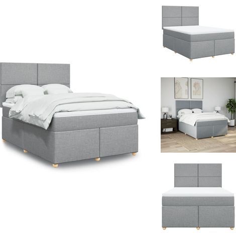 Sommier à lattes de lit avec matelas Gris clair 140x190cm Tissu - Sommier À Lattes De Lit - Sommiers À Lattes De Lit - Lit - Meuble De Chambre À Coucher (1/5)