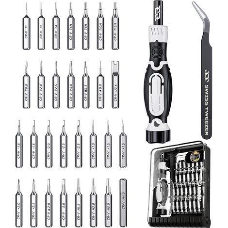 Tournevis Précision Mini 32 en 1 Kit de Tournevis Précision Outils de Réparation, Tournevis Outils Set étui en Cuir pour iphone, Portable, Laptop, Montre, Jouets, Lunettes, Bijoux etc