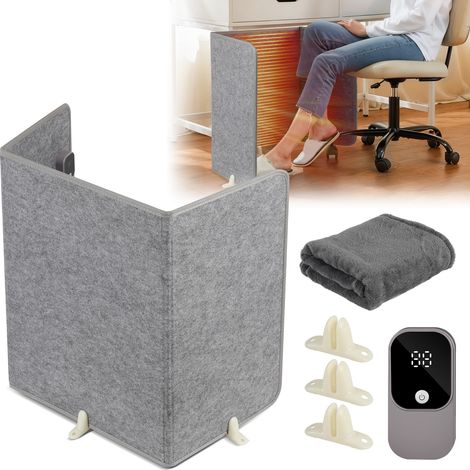 TolleTour Panneau Chauffant Infrarouge 205W Pliable avec 3 Niveaux de Chaleur,Minuterie,Écran Numérique et Couverture pour Bureau (1/5)