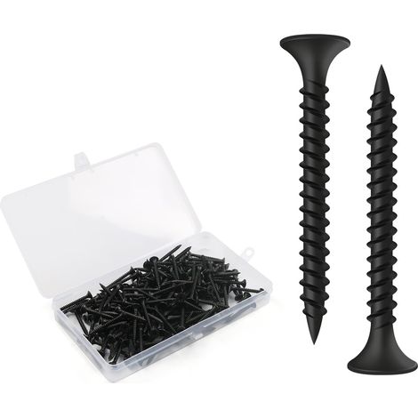 Vis Placo à Fixation Rapide M3.5 x 35 mm, 200 Pièces Vis Phosphatées Pour Plaque de Plâtre Sur Profilé en Acier Pour Cloisons Sèches, Vis Noires Tête en Trompette Pour Cloisons Sèches (1/5)