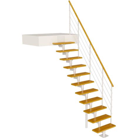 Dolle Mittelholmtreppe Boston 228-300cm Geschosshöhe Geradelaufend in Buche/Weiss (1/4)
