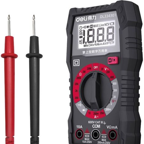 Multimètre Numérique, Multimètre Digital, Voltmètre Multifonctions 2000 Comptes, Testeur Électrique, Ohmmètre, Mesure La Tension CA/CC, Courant CC, Résistance, Continuité, Diode (1/5)