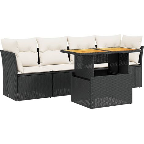 Maison Exclusive - Set de muebles de jardín 5 pzas y cojines ratá (1/3)