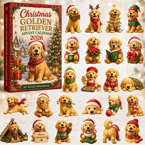 Bestselling Christmas Advent Calendar 2026 - American Golden Retriever Advent Calendar - B - Flat Design