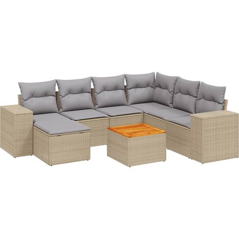 Set Divano da Giardino 8 pz con Cuscini Beige in Polyrattan vidaXL (1/3)