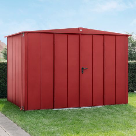 Hörmann Ecostar Metall-Gerätehaus Elegant mit Satteldach Typ 3, 238 x 303 cm, purpurrot, 7,2 m², 2-flüglige Tür