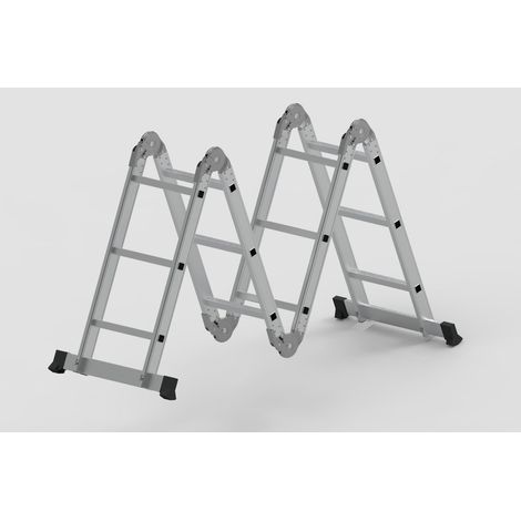 Échelle multifonctions polyvalente en aluminium, pliante et antidérapante – Charge 150 kg – LPP CL Argent 4x4 MARCHES - CL252 (1/4)