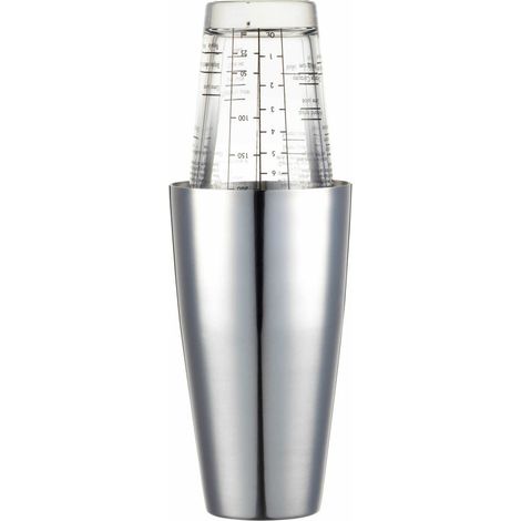BarCraft Boston Cocktail Shaker Set mit gedruckten Rezepten, Edelstahl, 400 ml