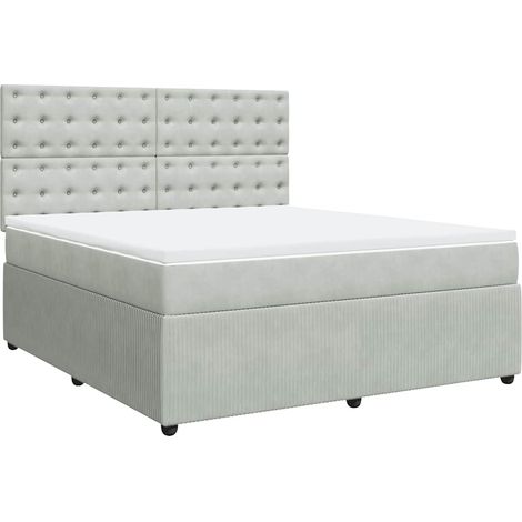 Maison Exclusive - Giroletto a Molle con Materasso Grigio Chiaro 180x200cm Velluto