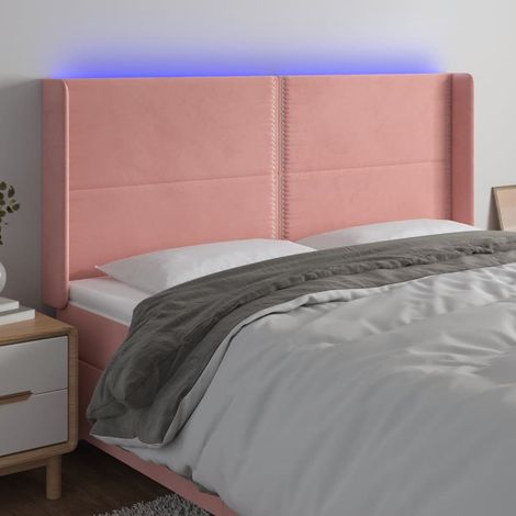 Cabecero con LED de terciopelo rosa 163x16x118/128 cm vidaXL (1/5)