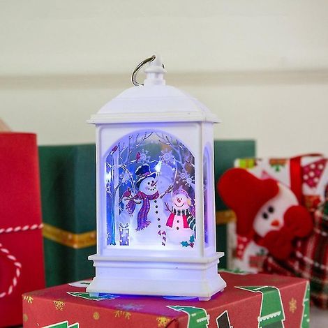 Lanterne de Noël bonhomme de neige à piles avec boules de neige scintillantes et musique - Décoration de Noël pour la maison (1/2)