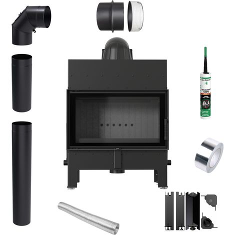 Kamineinsatz EKO KRATKI FLOKI M 10 kW fi 200 Schwarz TERMOTEC Rohrsatz (1/5)