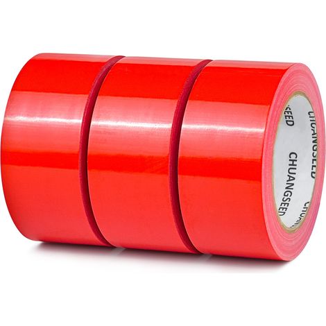 Set of 3 Red Heavy Duty Duct Tape Red 50 mm x 27.4 m Wide Gaffer, American Sealing Repair Tape, Heavy Duty Duct Tape Red (1/5)