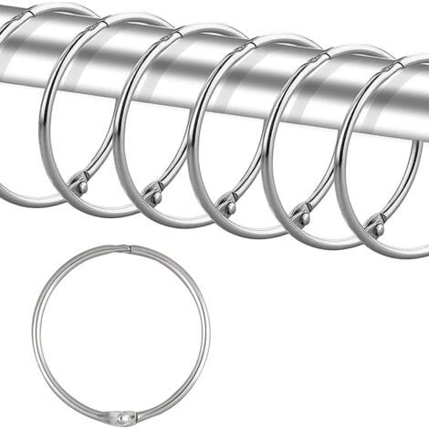 24 anneaux de rideau de douche, crochets de rideau de douche antirouille pour salle de bain, anneaux de rideau de douche ronds décoratifs et crochets de tringle de rideau de douche,argent (1/4)