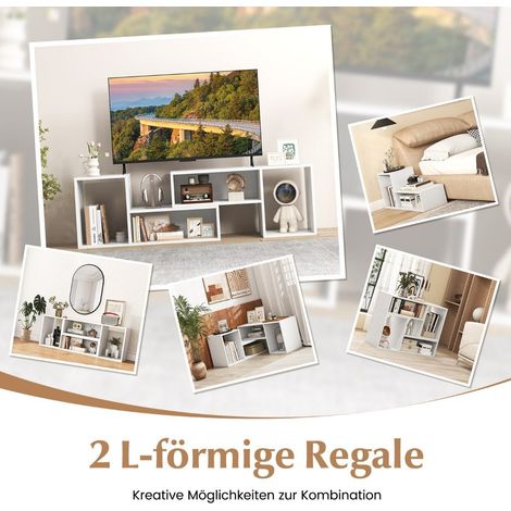 Mueble para TV Soporte para TV de combinación libre de 2 partes para televisores de hasta 60 pulgadas, blanco (1/5)