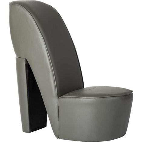 Butaca con forma de zapato de tacón cuero sintético gris vidaXL