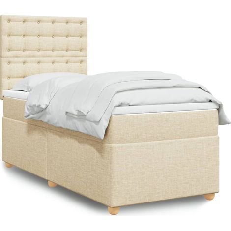 Boxspringbett mit Matratze Creme 90x190 cm Stoff