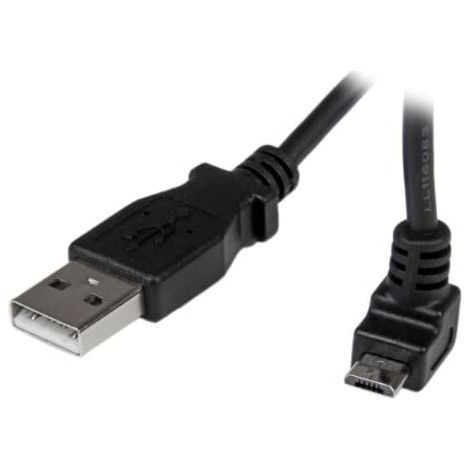 CABLE MICRO USB 1 M - A VERS MICRO B COUDE 90 DEGRE HAUT (1/5)