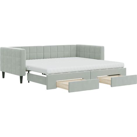 Maison Exclusive - Divano Letto Estraibile Cassetti Grigio Chiaro 90x190cm Velluto (1/5)