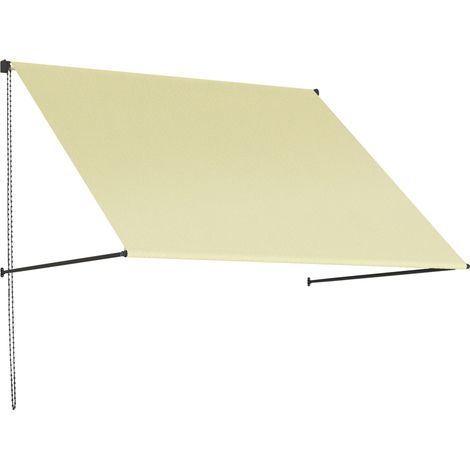 Store Banne Tewdric Rétractable Manuel Réglable Terrasse Commerce Crème 150x116cm (1/5)