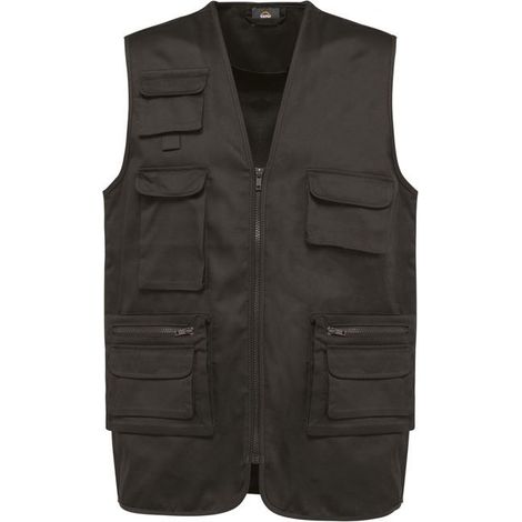 Gilet multitasche in policotone foderato WK. Progettato per funzionare Grigio M (1/3)