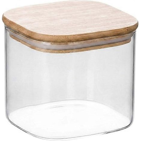 Pot à épices en verre borosilicate, 300 ml Récipient pour assaisonnements, organisation du garde-manger, cylindre transparent (1/5)