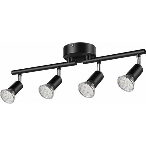 Spot plafonnier 4 têtes orientables en fer noir avec lumière chaude 4 noir réf 7351 30 × 30 × 30 cm 800 g – Livraison gratuite