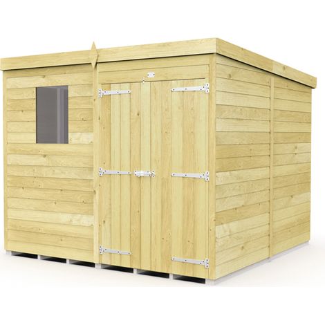 7 x 8 Feet Pent Shed - Double Door With Windows - Wood - L231 x W214 x H201 cm