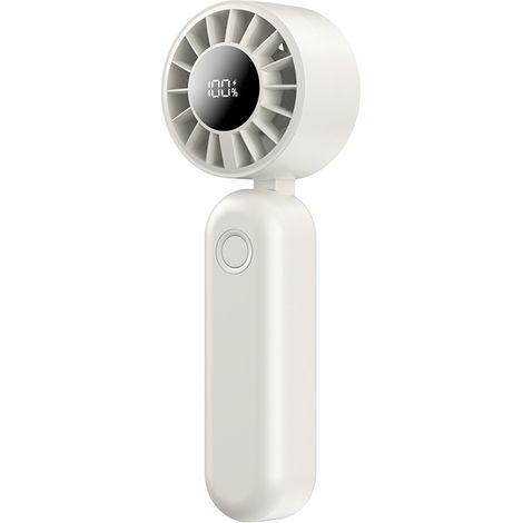 Ventilateur de table pliable à affichage numérique (abricot) mini turbo à vent froid à grande vitesse écran LCD rechargeable par USB utilisable à la main ou sur table (1/2)