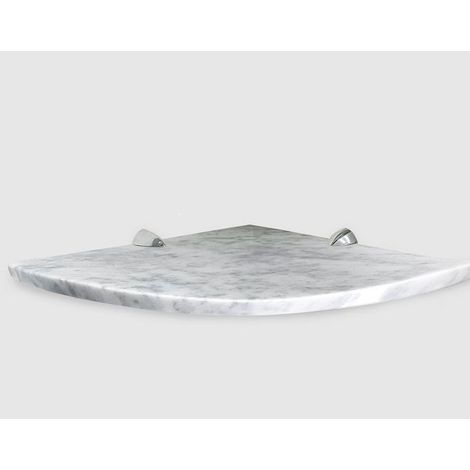 ALEDA STONE Quick Shelf mensola angolare in marmo naturale bianco carrara lucido cm 22,9 con 2 reggimensola codice prod: BCAASQLU15 (1/3)