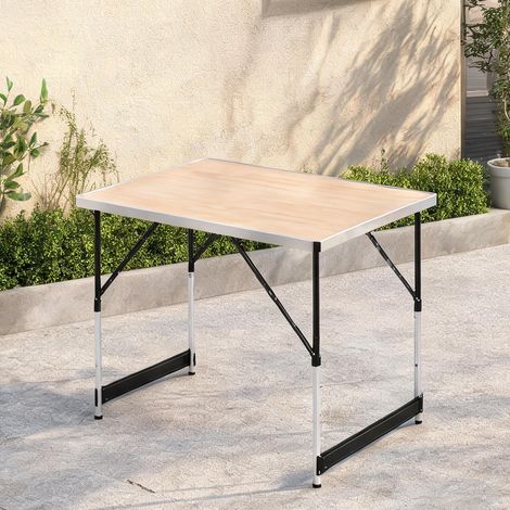 Table de jardin pliante réglable en hauteur 100 x 60 cm light Oak (1/5)